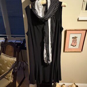 Black Classic Dress & ruffle scarf